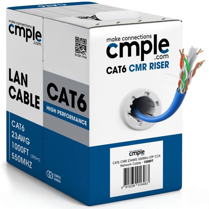 1000Ft Cat 6 Riser Ethernet Cable Blue | Unshielded | CMR, 23AWG, UTP ...