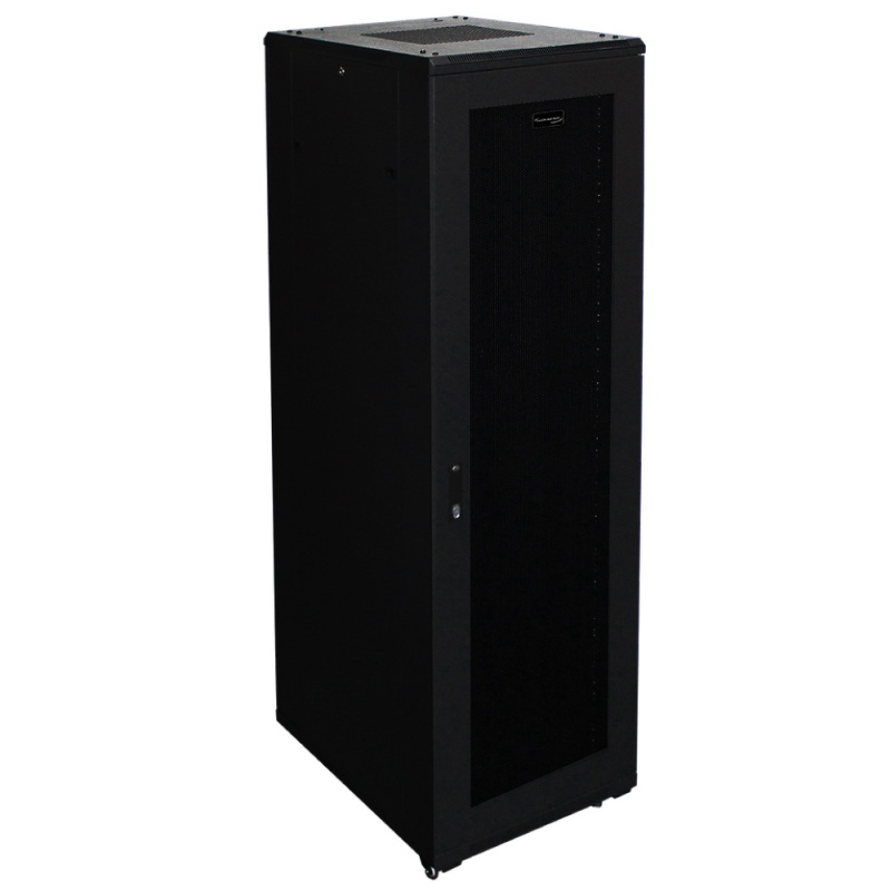 Wavenet - 42U Standing Server Cabinet 32 In Deep For 19” Network & Data Equipment Rack With Built-In Fans, Secure Locking Doors, Enclosure On Wheels/Casters - Black