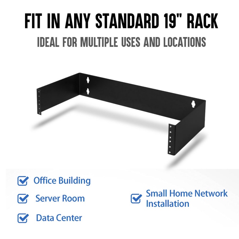 Cmple 2U Patch Panel Bracket 4Inch Deep Hinged Patch Panel Wall