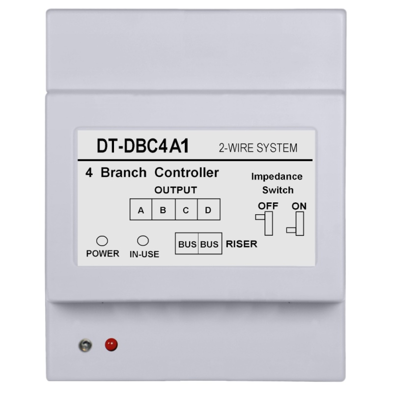 Output Branch Controller For 2 Wire Video Intercom System – Dt-Dbc4a1, 4-Way Distributor Module For Up To 4 Door Panels Or Monitors, Din Rail Mount