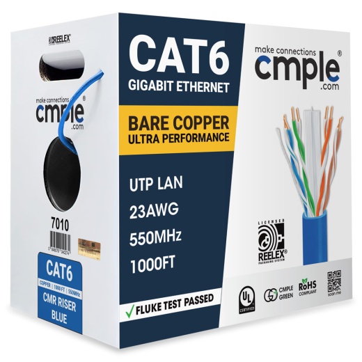 Buy Cat 6 Riser Ethernet Cable Online - 1000Ft Blue UL-Certified