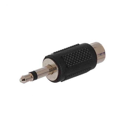 RCA female adapter to 3.5 mm mono male mini-jack, black plastic body