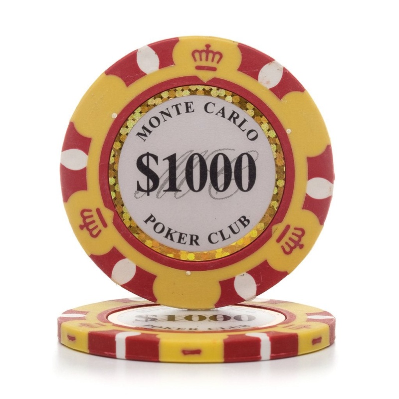 Monte Carlo 12.5G 3 Tone Holographic Poker Chips (25/Pkg) $1,000.00