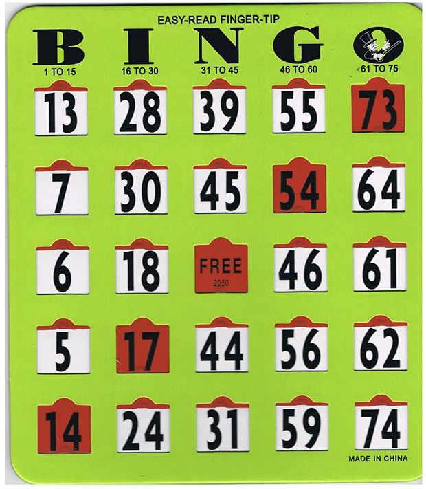 Bingo Easy Read Shutter Slide Cards