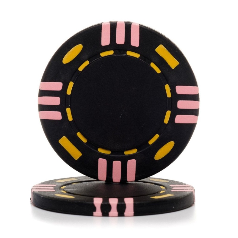12 Gram Triple Striped (Tri Color) Poker Chips (25/Pkg) Black