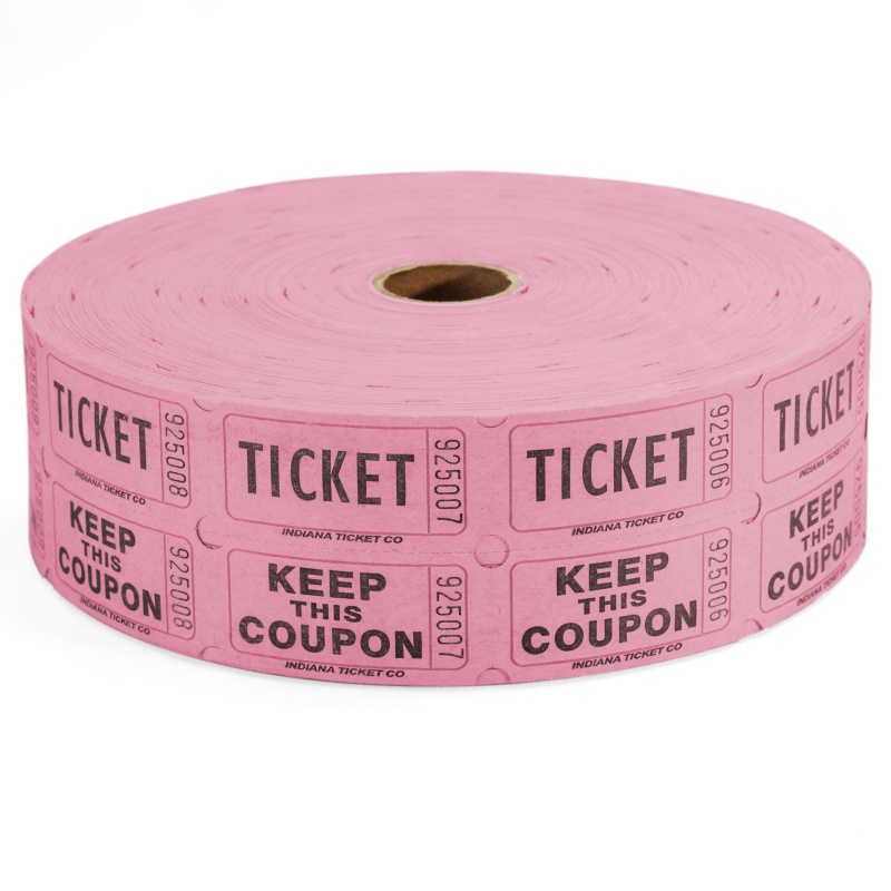 Raffle Tickets - 2,000 Double Stub Raffle Tickets Pink
