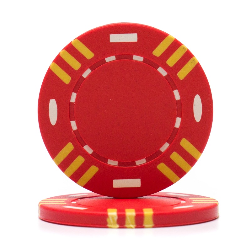 12 Gram Triple Striped (Tri Color) Poker Chips (25/Pkg) Red