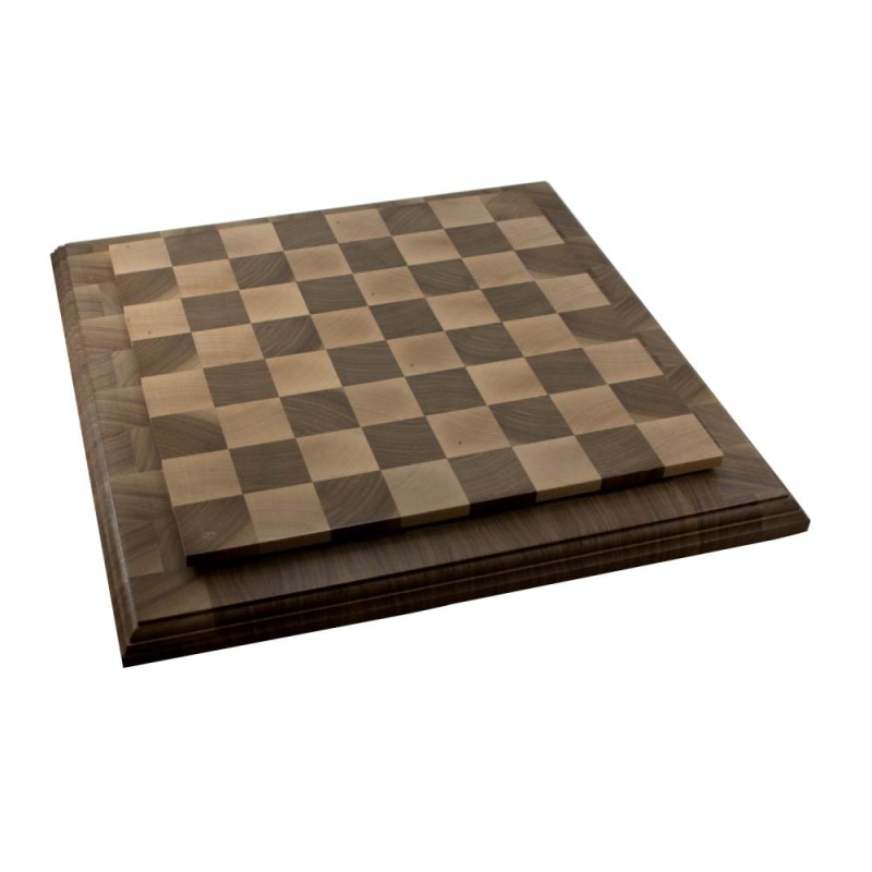 17.5" Interchange Ogee Walnut Frame Chess Board With 1.75" Squares