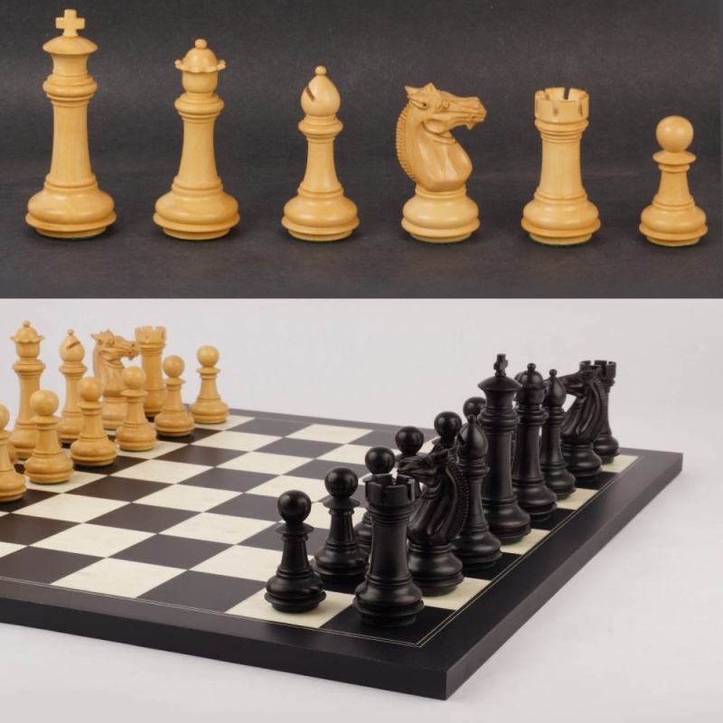 18" Mark Of Westminster Ebonized Phalanx Executive Chess Set