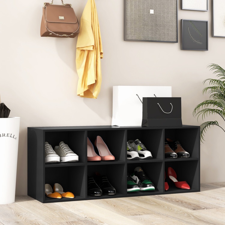 8 Cubbies Shoe Organizer With 500 Lbs Weight Capacity-Black