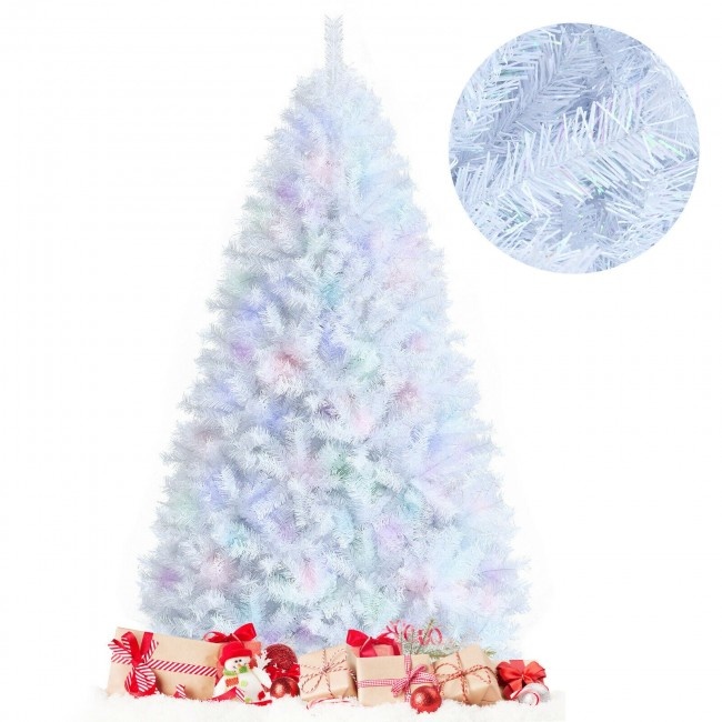 Artificial Christmas Tree With Iridescent Branch Tips And Metal Base