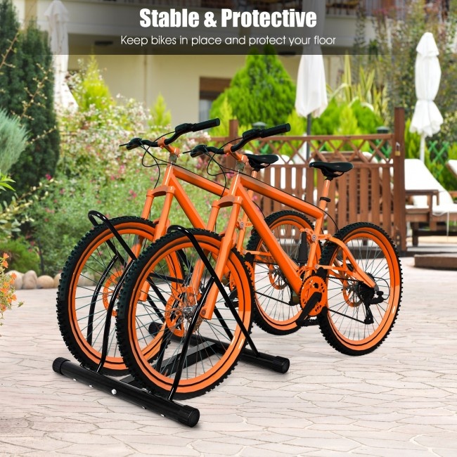 Bike Stand Cycling Rack Floor Storage Organizer For 2-Bicycle