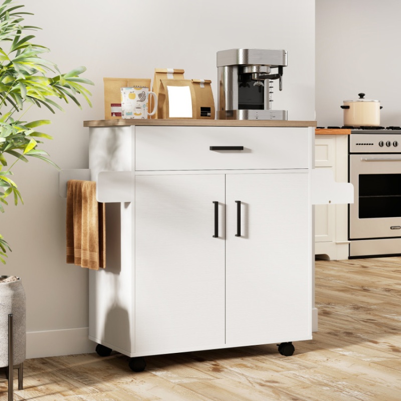 Kitchen Island Cart With Drawer - White