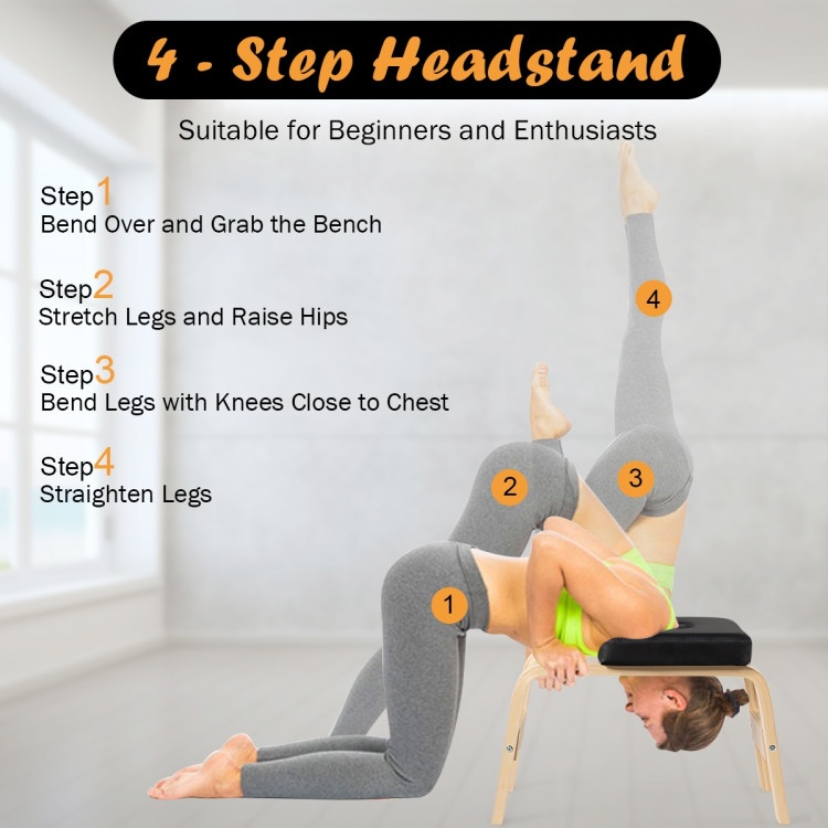 Yoga Headstand Wood Stool With Pvc Pads