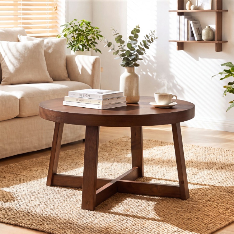 30-Inch Round Farmhouse Coffee Table