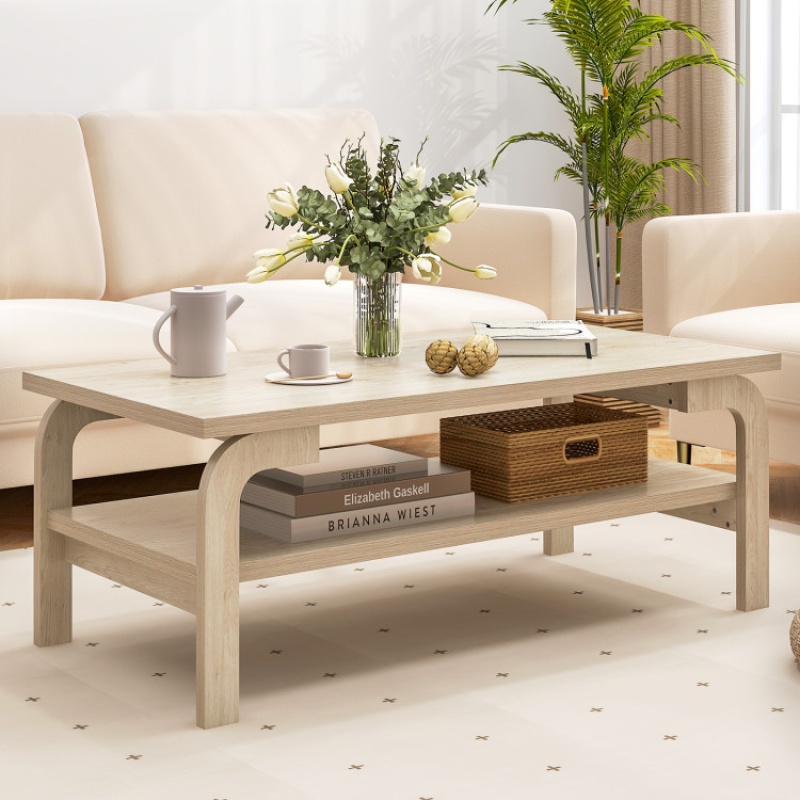 47 Inches Accent Rectangular Coffee Table For Living Room-Natural