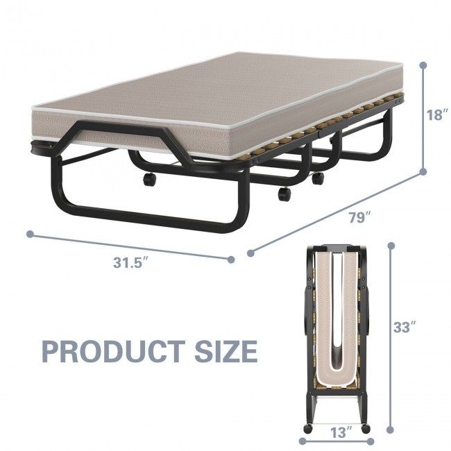 Rollaway Folding Bed With Memory Foam Mattress