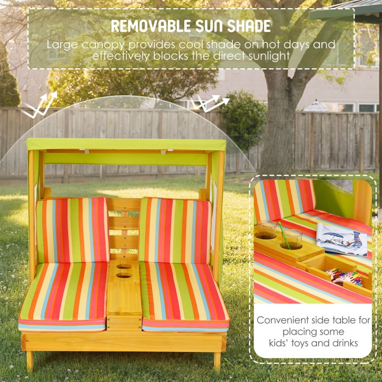 Kids Lounge Patio Lounge Chair With Cup Holders And Awning