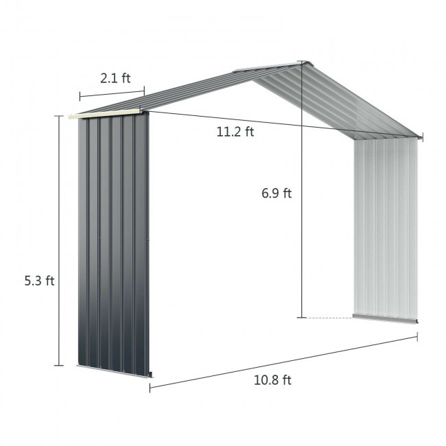 Outdoor Storage Shed Extension Kit For 11.2 Feet Shed