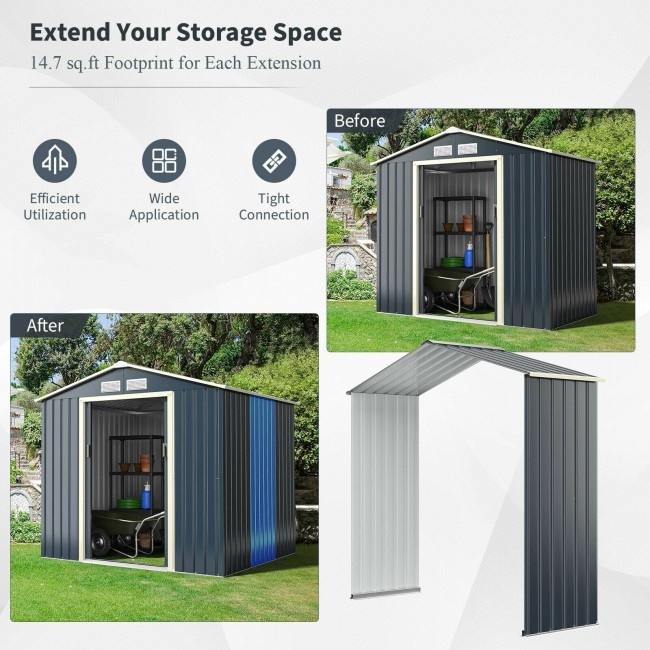 Outdoor Storage Shed Extension Kit For 7 Feet Shed Width