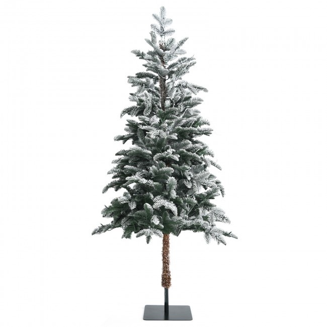 Artificial Snow Flocked Pencil Christmas Tree With Warm White Led Lights