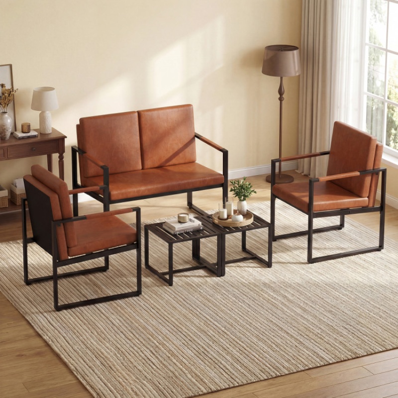 Costway Set of 2 Black Metal End Tables with Slatted Tabletops