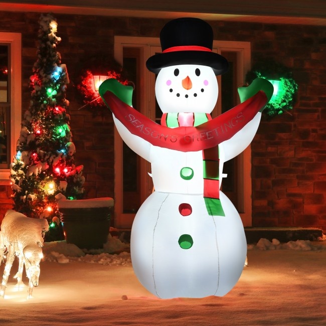 6 Feet Inflatable Christmas Snowman With Led Lights Blow Up Outdoor Yard Decoration