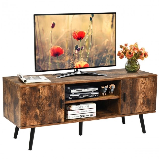 Industrial Tv Stand With Storage Cabinets
