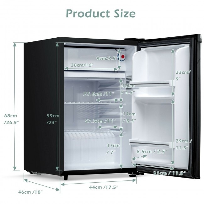 2.5 Cubic Feet Compact Single Door Refrigerator With Freezer