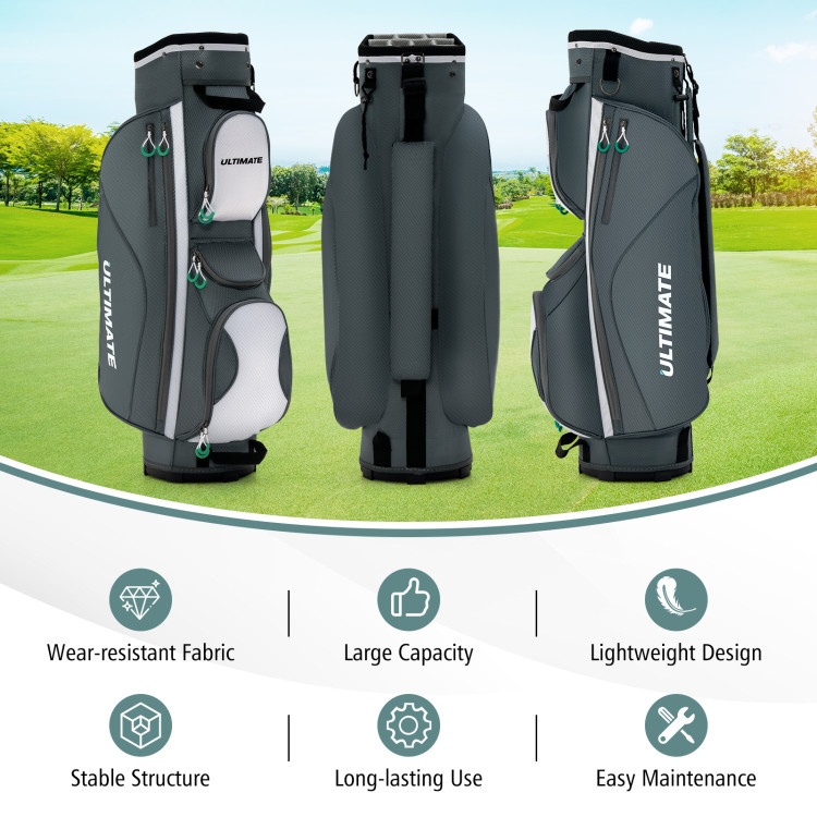 14 Dividers Golf Cart Bag With 7 Zippered Pocket