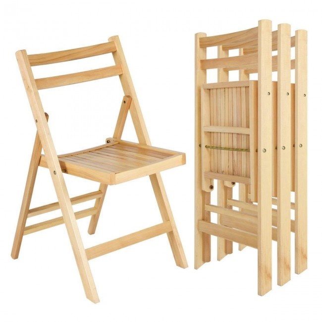 Set Of 4 Solid Wood Folding Chairs Color: Black