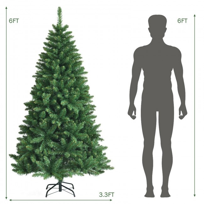 6 Feet 716Tips Pvc Hinged Artificial Christmas Tree With Metal Stand