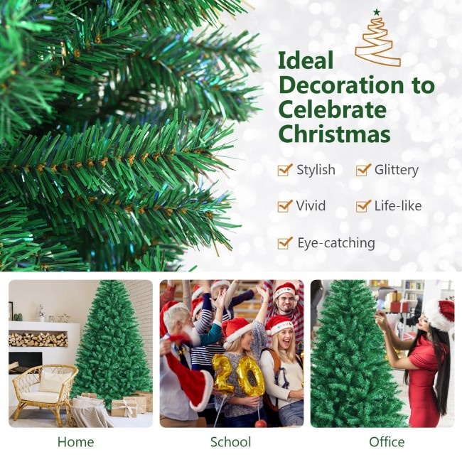 8 Feet Iridescent Tinsel Artificial Christmas Tree With Branch Tips