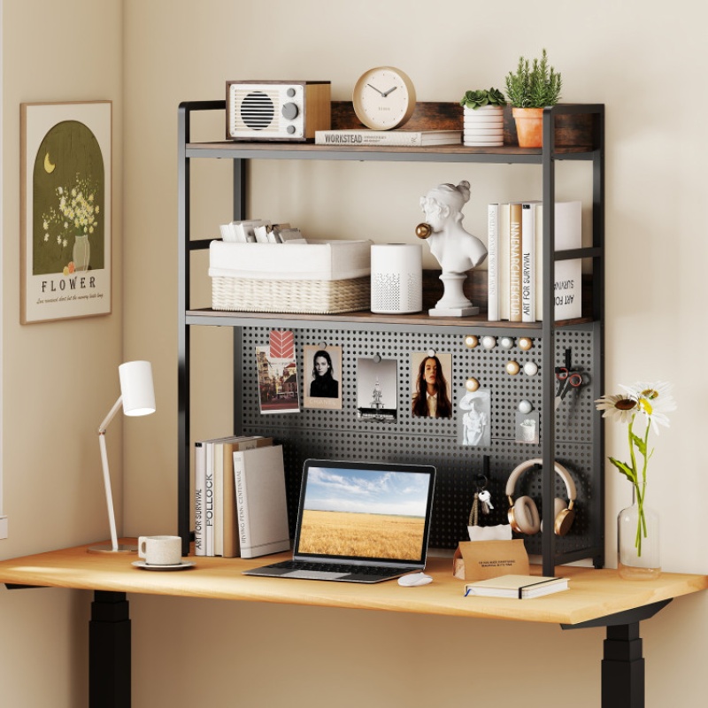 2-Tier Desktop Bookshelf with Pegboard