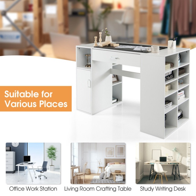Counter Height Sewing Craft Table Computer Desk With Adjustable Shelves