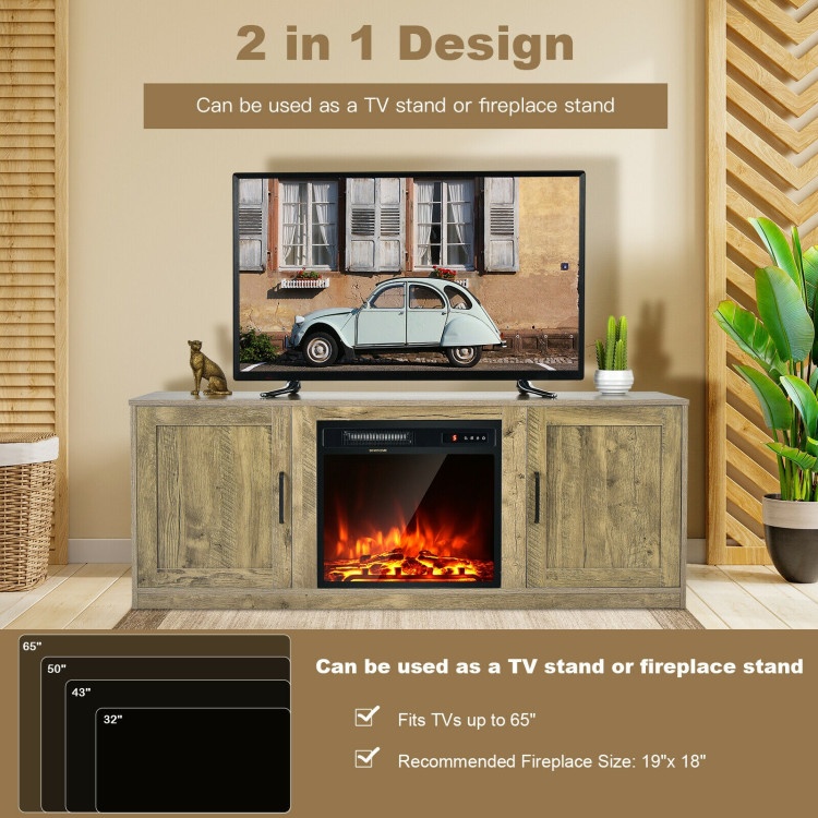 58 Inch Tv Stand With 1500W Faux Fireplace For Tvs Up To 65 Inch