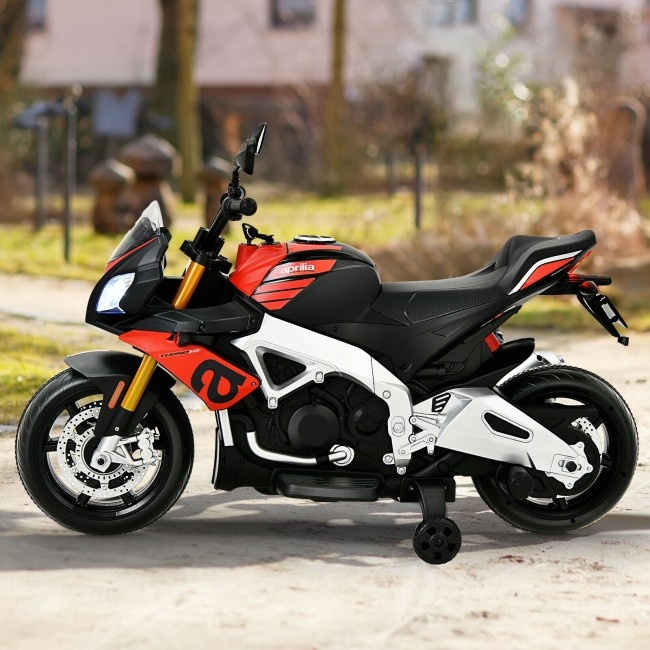 Aprilia Licensed Electric Toddler RideOn Motorbike With Wheels And Led