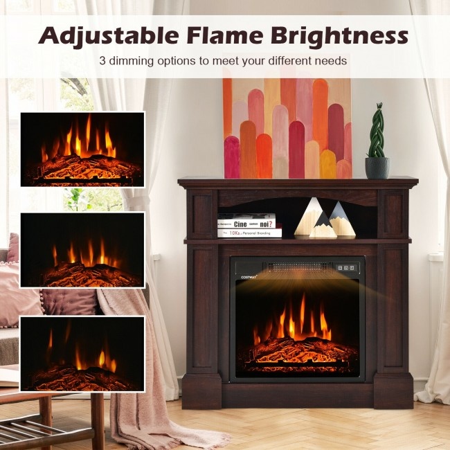 32 Inch 1400W Electric Tv Stand Fireplace With Shelf