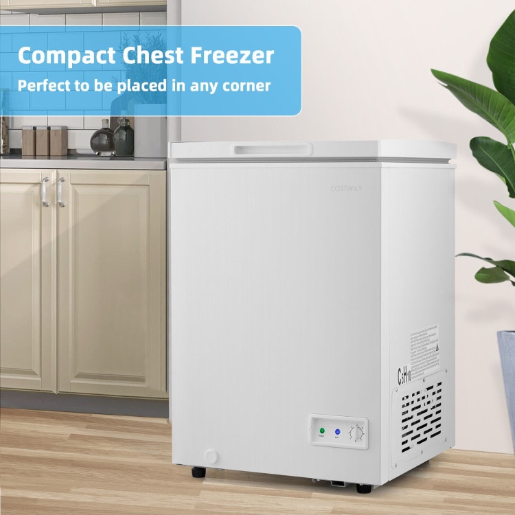 3.5/5 Cu.Ft Compact Chest Freezer With Removable Storage Basket