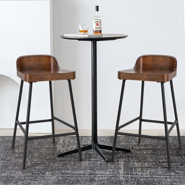 Industrial 24.5 Inches Bar Stool With Backrest And Saddle Seat