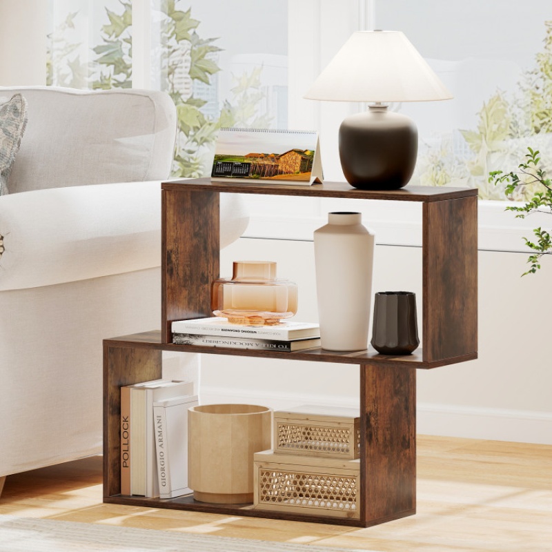 3-Tier Geometric Wooden Bookcase