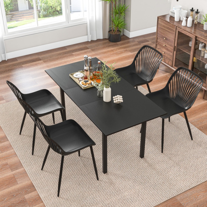 Modern Kitchen Chairs With Metal Legs, Black