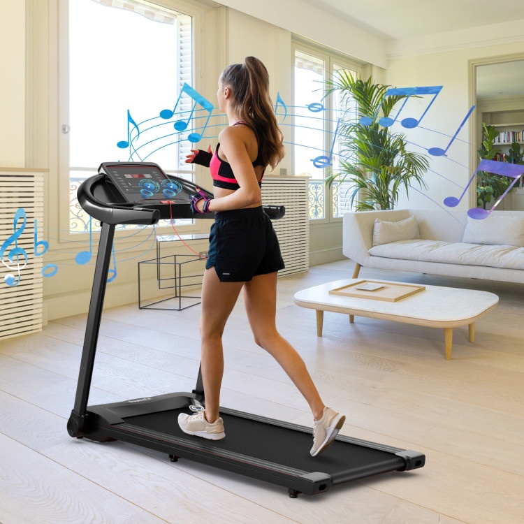 2.25Hp Electric Folding Treadmill With Hd Led Display And App Control Speaker