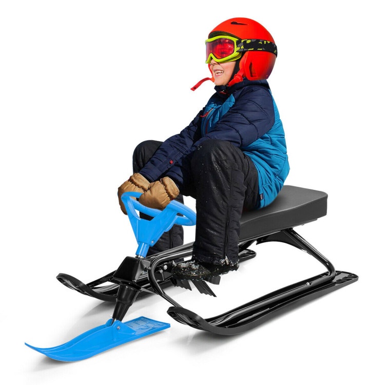 Kids Snow Sand Grass Sled With Steering Wheel And Brakes