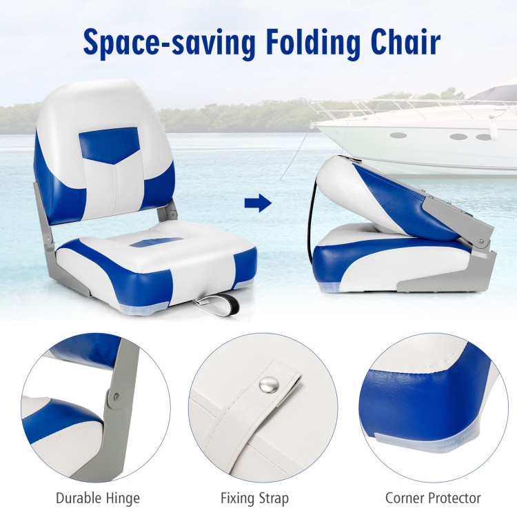 Set Of 2 Folding Low Back Fishing Boat Seats With Stainless Steel Screws