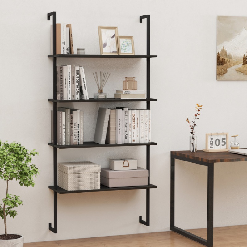 4-Tier Ladder Shelf Open Wall Mounted Bookcase