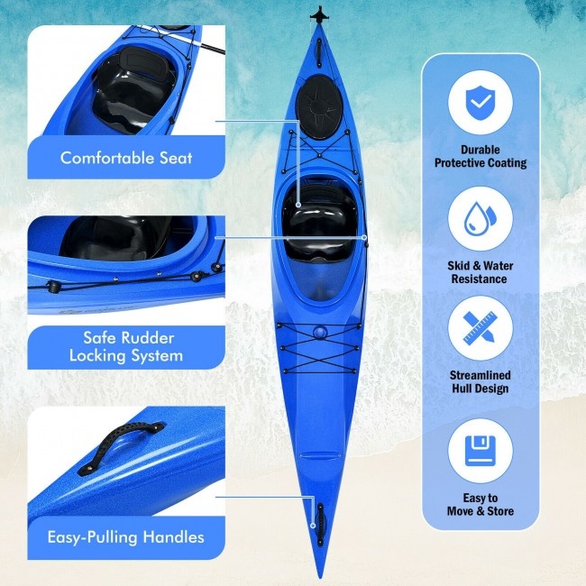 Single Sit-In Kayak Fishing Kayak Boat With Paddle And Detachable Rudder