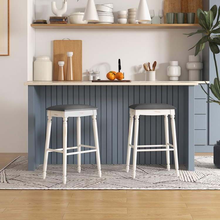 29 Inch Bar Stool Set of 2 with Padded Seat Cushions