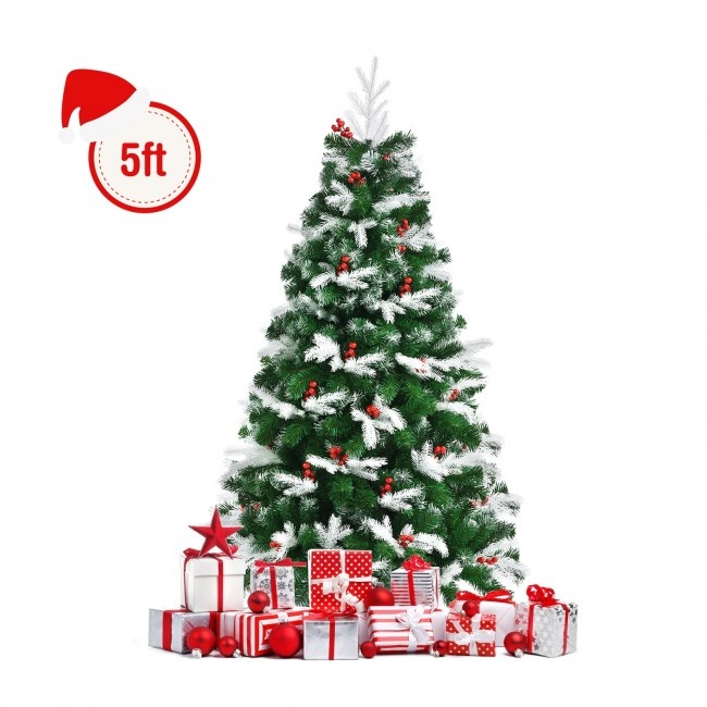 Snow Flocked Hinged Artificial Christmas Tree Pine Full Tree With 418 Branch Tips