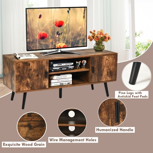 Industrial Tv Stand With Storage Cabinets